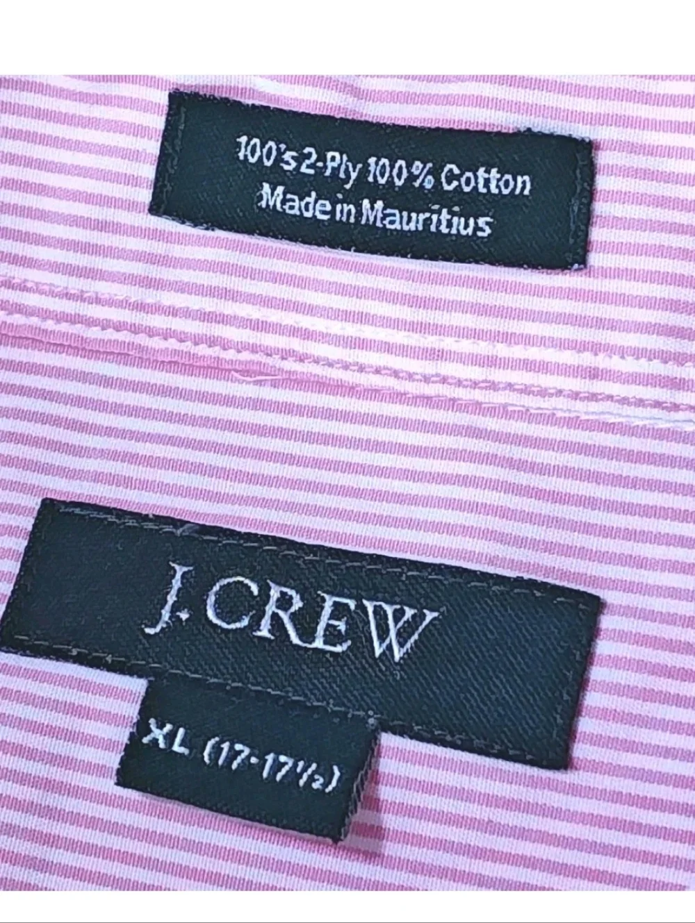 Vtg Y2K J Crew Oxford Shirt Men Sz XL 17/17.5 Pink Pinstriped 100s 2 Ply Cotton